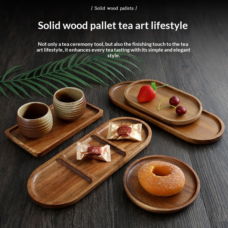 Wooden Tray Enclosing A Snack Plate Japanese-style Tea Tray