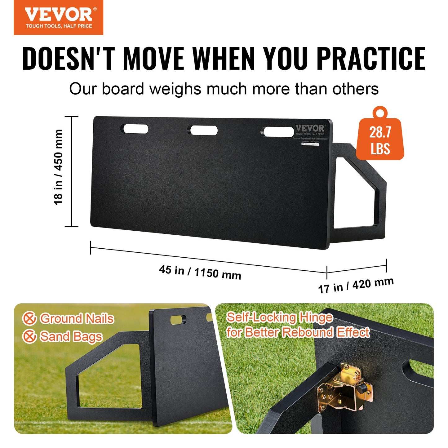 Soccer Rebounder Board, 45"X18" Portable Soccer Wall With 2 Angles Rebound, Foldable HDPE Kickback Rebound Board, Soccer Training Equipment For Kids And Adults, Passing & Shooting Practice