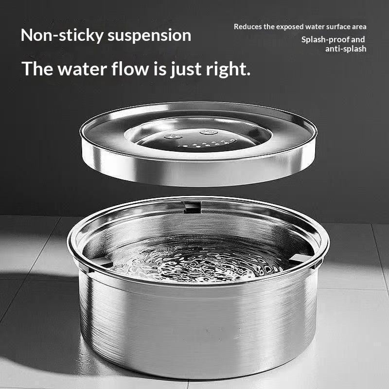 304 Stainless Steel Floating Pet Splash-Proof Water Bowl Non-Wetting Design Tip-Resistant