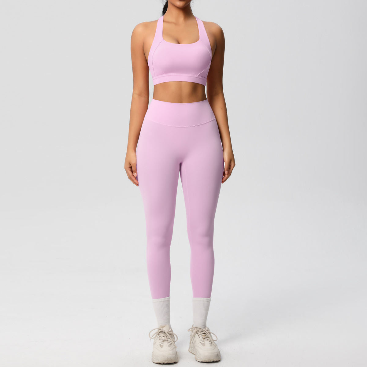Cloud Sensation Solid Color Brushed Tight Yoga Wear Bra Set