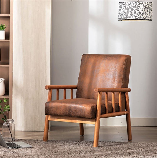 25     Wide Classic Mid-Century Modern Arm Chair, Light Brown
