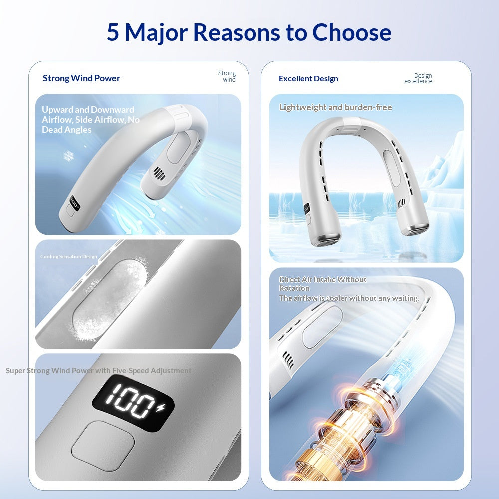 Neck-hanging Fan Portable Personal Cooling Device Compact Size