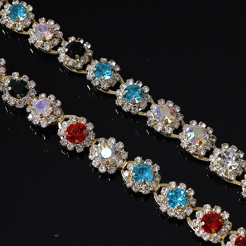 Chain Accessories Rhinestone Chain DIY Jewelry Soldered Chain Floral Design