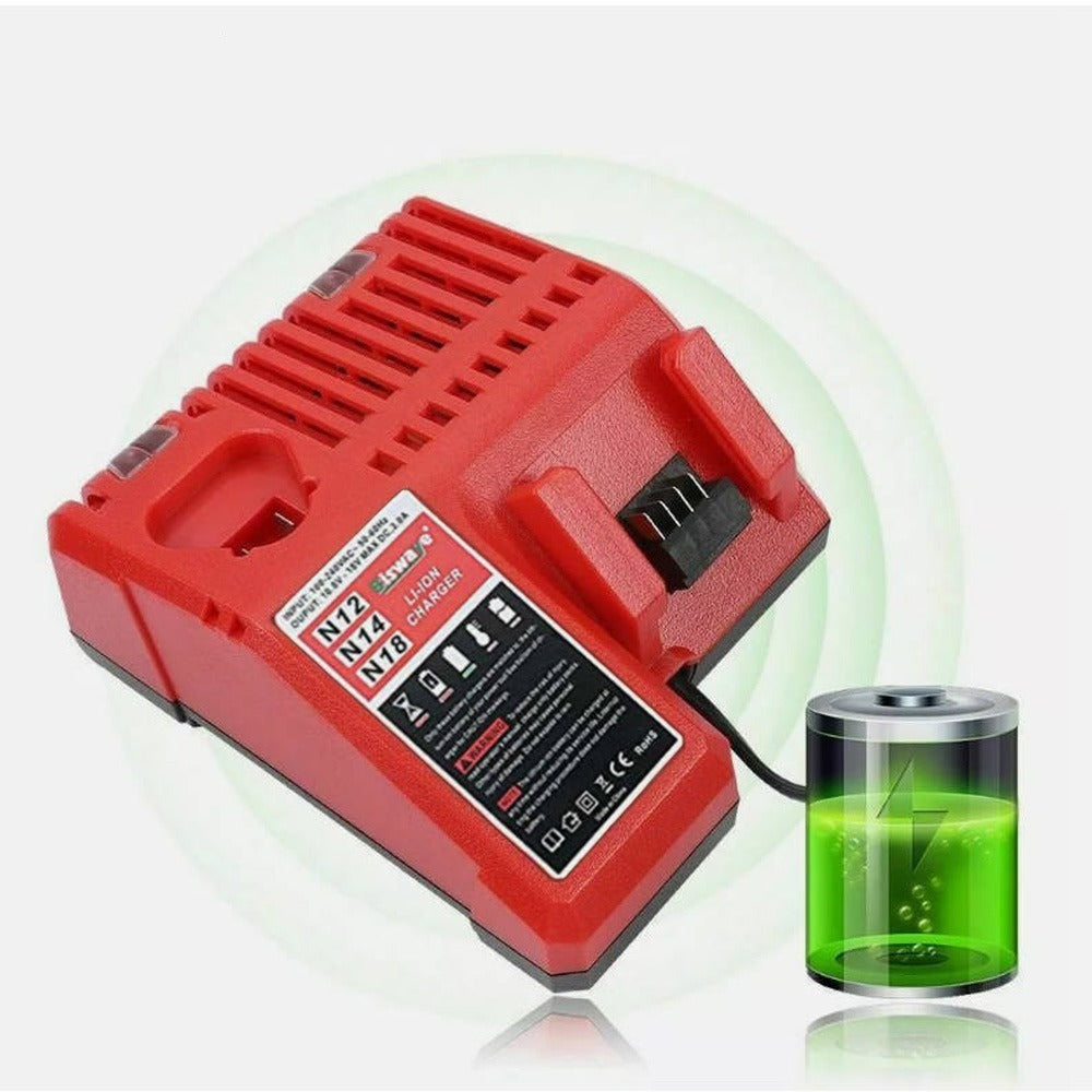 Support pan European shipping--3A Fast Battery Charger For Milwaukee M12 M18 12V-18V Lithium-Ion Tools, M12-18FC Compatible Charger, Rapid Combo Charging Station