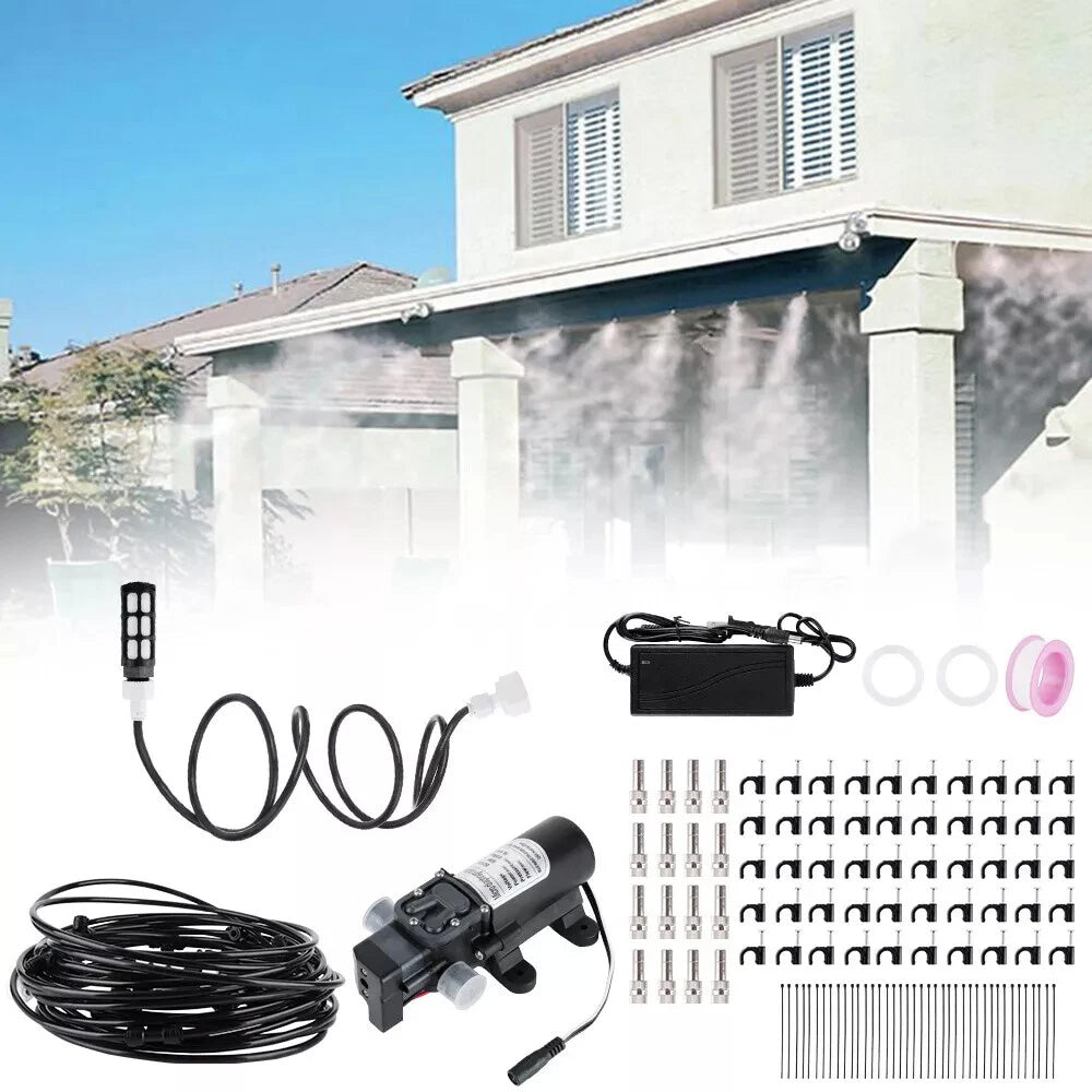 15m Misting System 12V 5L Min Water Garden Sprayer Sprinkler Cooling System