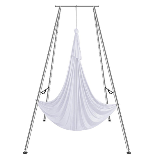 Aerial Yoga Hängematte Mit Yogarahmen 6 X 2,6 M, Weiß Yoga Swing Air Fliegen, Yoga-Schaukel Hammock Swing 250 Kg Max. Tragfähigkeit, Inkl. Yoga-Socken & Fußpolster, Anti-Gravity-Übungen