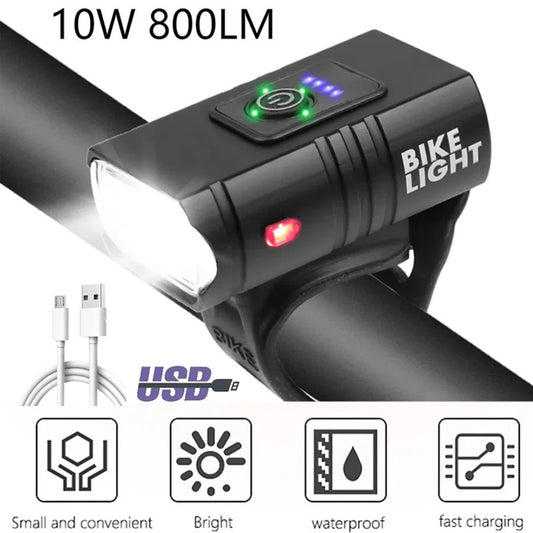 Bicycle Headlight T6 Charging Battery Display