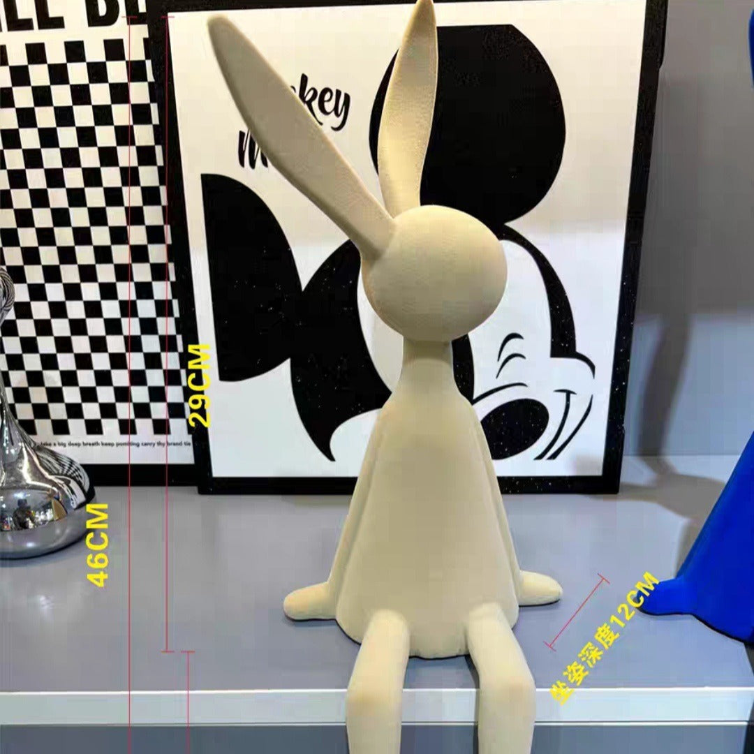 Creative And Minimalist Flocked Rabbit Figurine For Home Decor