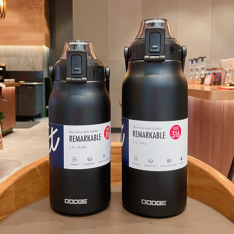 Large-Capacity Sports And Fitness Insulated Water Bottle With Straw