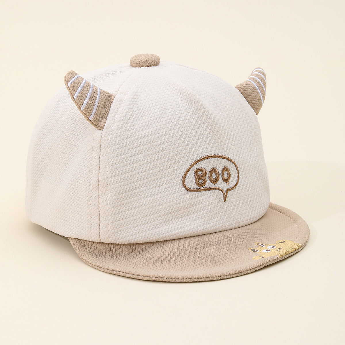 The New Boys And Girls' Horn-shaped Decorative Cartoon Monster Kids' Baseball Cap With A Cute And Casual Style Is Suitable For Babies Around 1 Year Old.