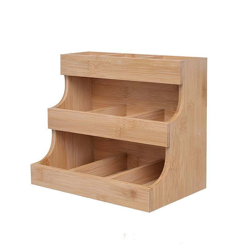 Small Wooden Tea Bag Organizer Holds 180 Tea Bags Suitable For Home Kitchens And Offices Also Fits Sugar Packets, Sweeteners, And Creamers.