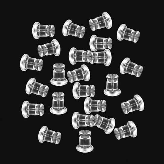 1 Box - 2 Types Of Transparent Soft Silicone Earrings Back Plug-in DIY Earring Accessories