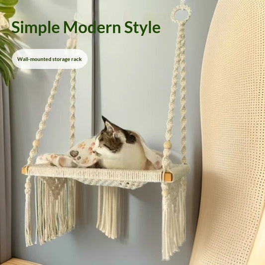 Bohemian-style Cotton Rope Hand-woven Pet Hammock Basket Pet Bed