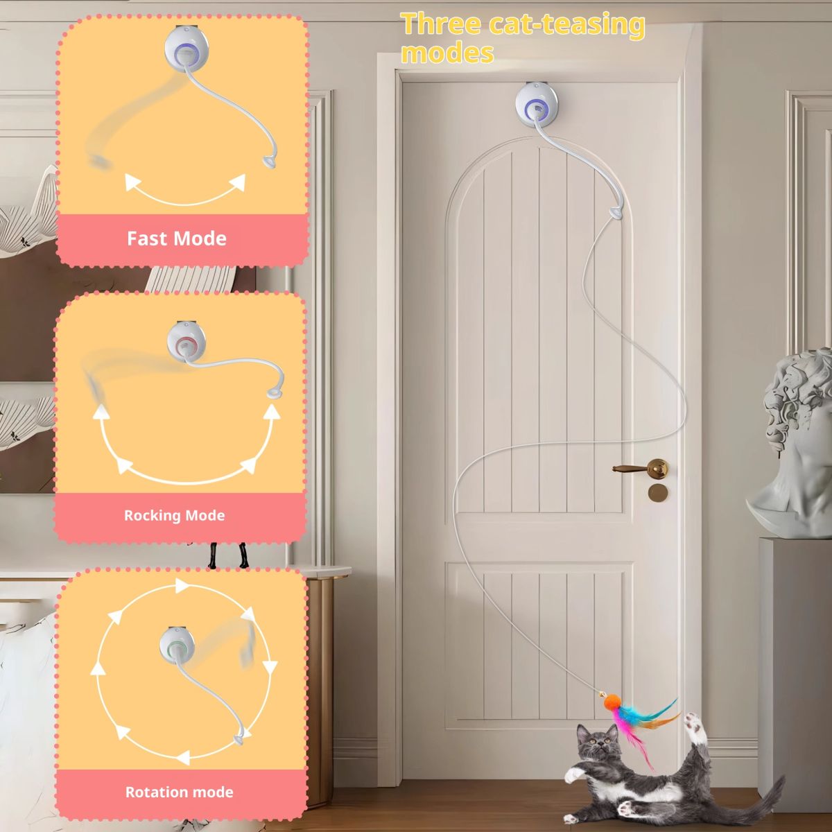 Smart Cat Teaser Stick Interactive Toy Door Hanging With Remote