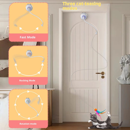 Smart Cat Teaser Stick Interactive Toy Door Hanging With Remote