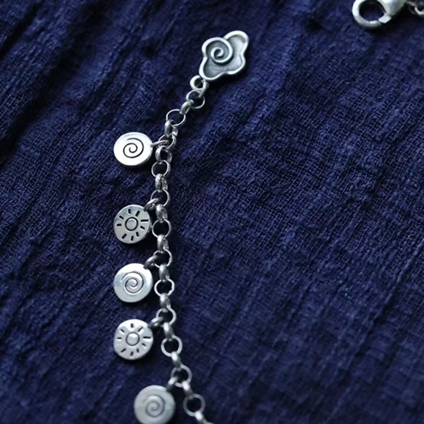 1pc 999 Sterling Silver Sun & Cloud Charm Bracelet, Retro Style, Perfect For Daily Wear And Valentine's Gift