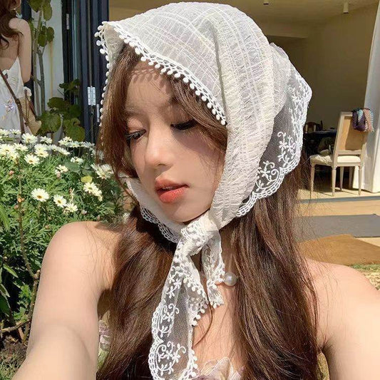 Lace Triangle Shawl Can Be Tied Hair Accessories Summer Ladies