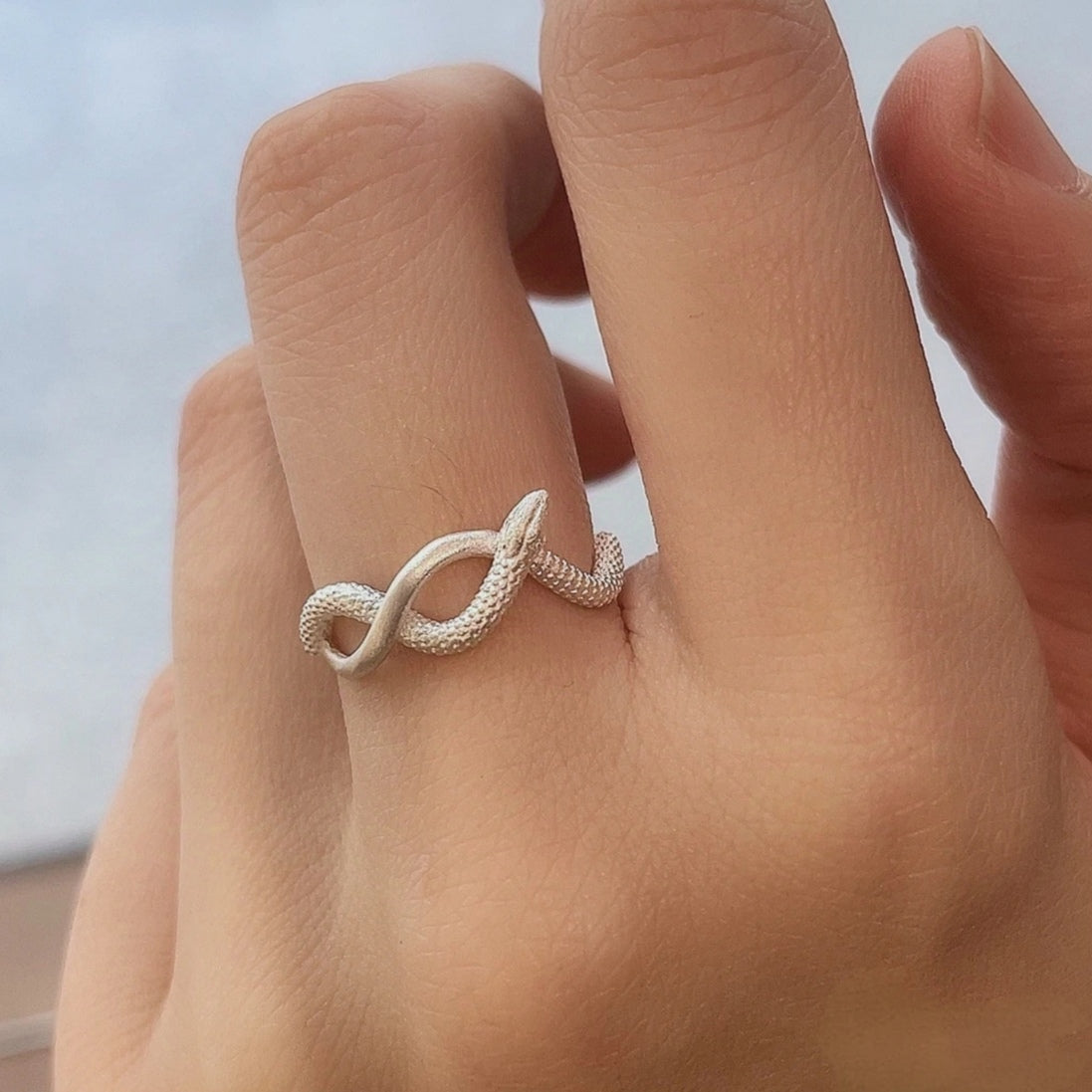 1pc 999 Sterling Silver Matte Snake Open Ring, Minimalist & Edgy, Perfect For Daily, Dating & Gifting, Ideal Valentine's Gift