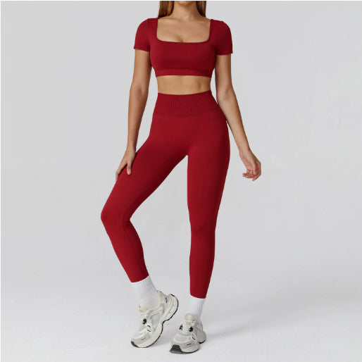 Hollow-out Beauty Back High Waist Yoga Clothes Fitness Suit