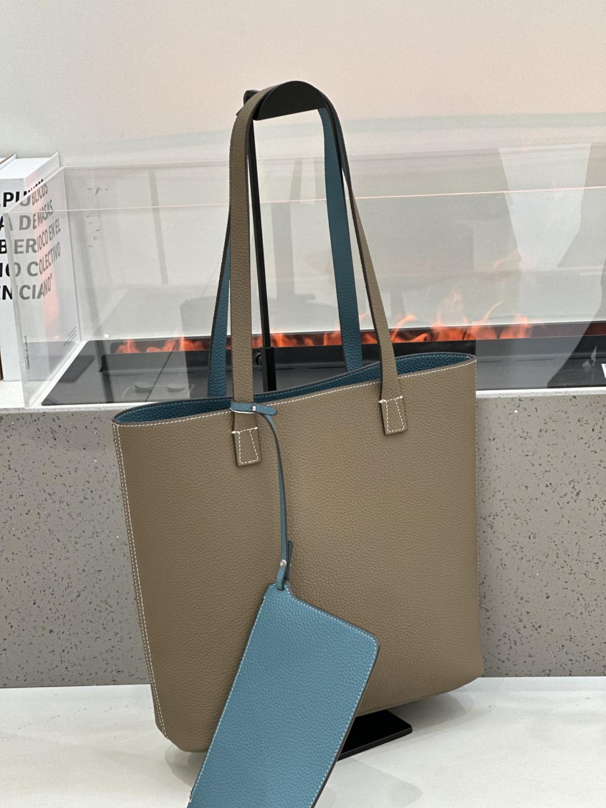 2026 New Korean Style Double-Sided Shoulder Bag TC Top Layer Cowhide Bucket Bag Large Capacity Open-Top Underarm Bag