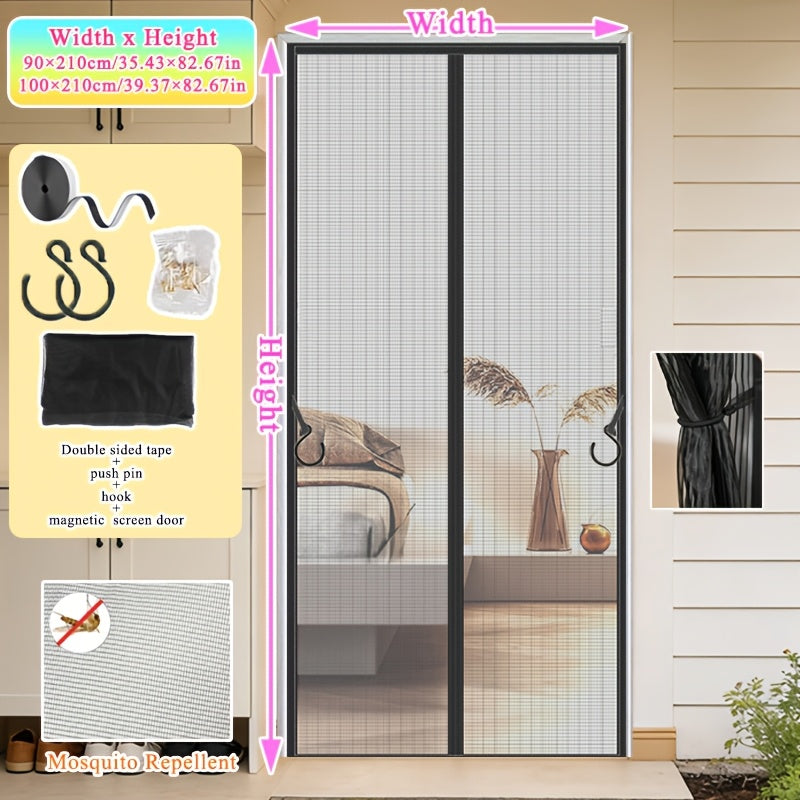 The Magnetic Screen Door Comes With Strong Adhesive Velcro, Easy To Install Without Tools. The Fine Mesh Keeps Out Mosquitoes While Allowing Airflow, The Magnets Make The Curtain Close Automatically,