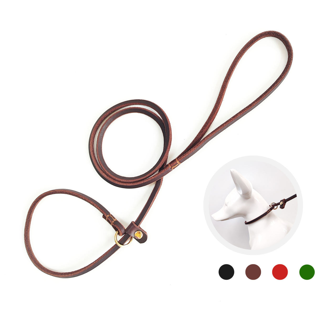 Genuine Leather Braided Rope Cowhide Dog Leash Pet Training Leash