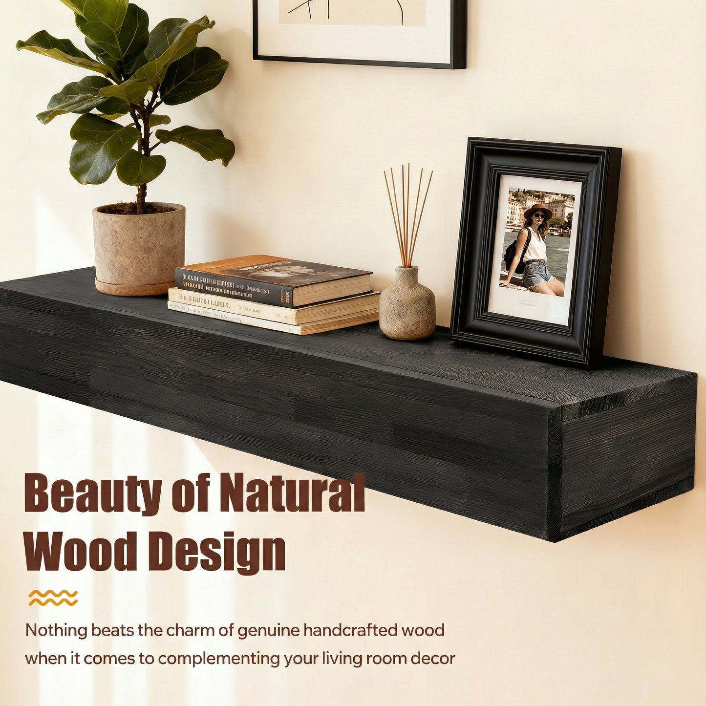 48  Rustic Wood Fireplace Mantel,Wall-Mounted & Floating Shelf For Home Decor