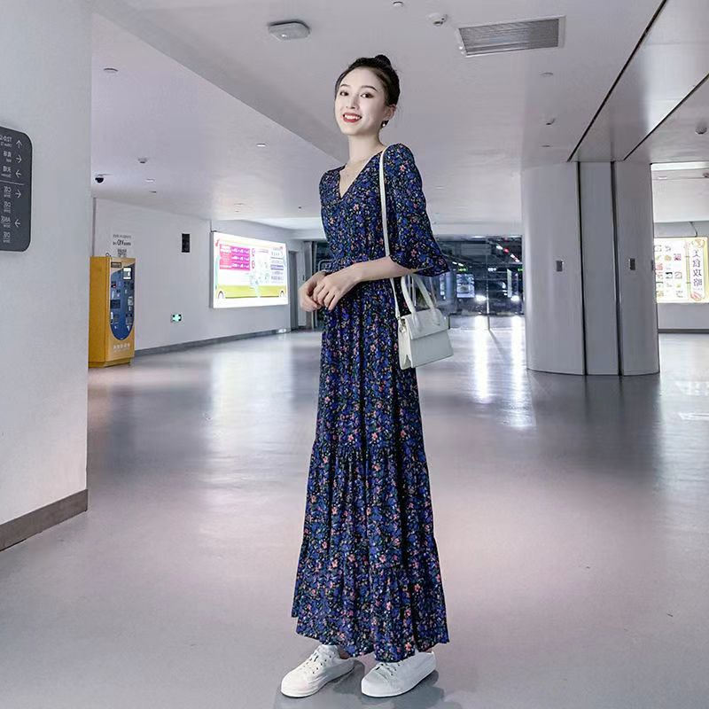 Summer New Korean-style Floral Print Dress For Women