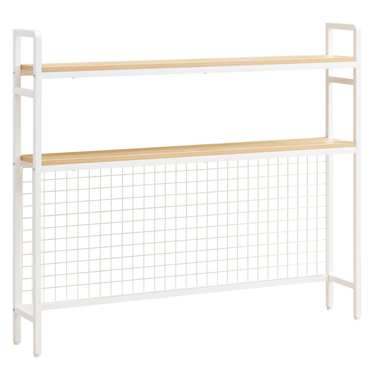 Desktop Bookshelf 3-Tier Countertop Storage Hutch With Grid White, For Computer Desk, Metal Frame And Wooden Shelf, With Non-Slip Feet Pads, Desk Hutch Storage Organizer For Dorm, Home, Office