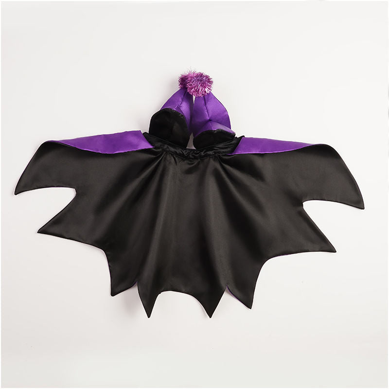 Halloween Pet Cat Dog Demon Cloak Horn Hat Cosplay Costume