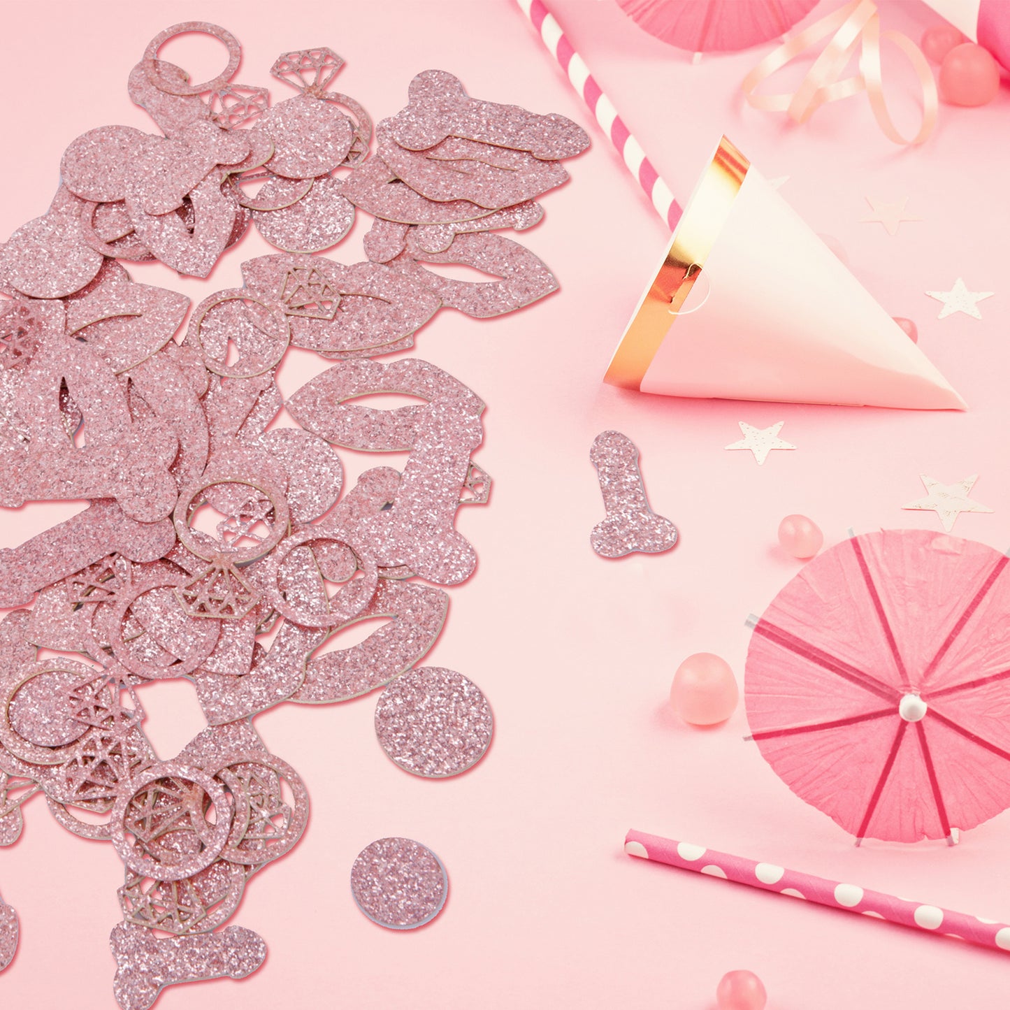 Rose Gold Wedding Party Confetti, 350-Piece Decor Set For Festive Events—Party Accessory Set