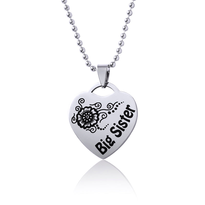 Sisters Heart Pendant Necklace For Women Girls Best Friends