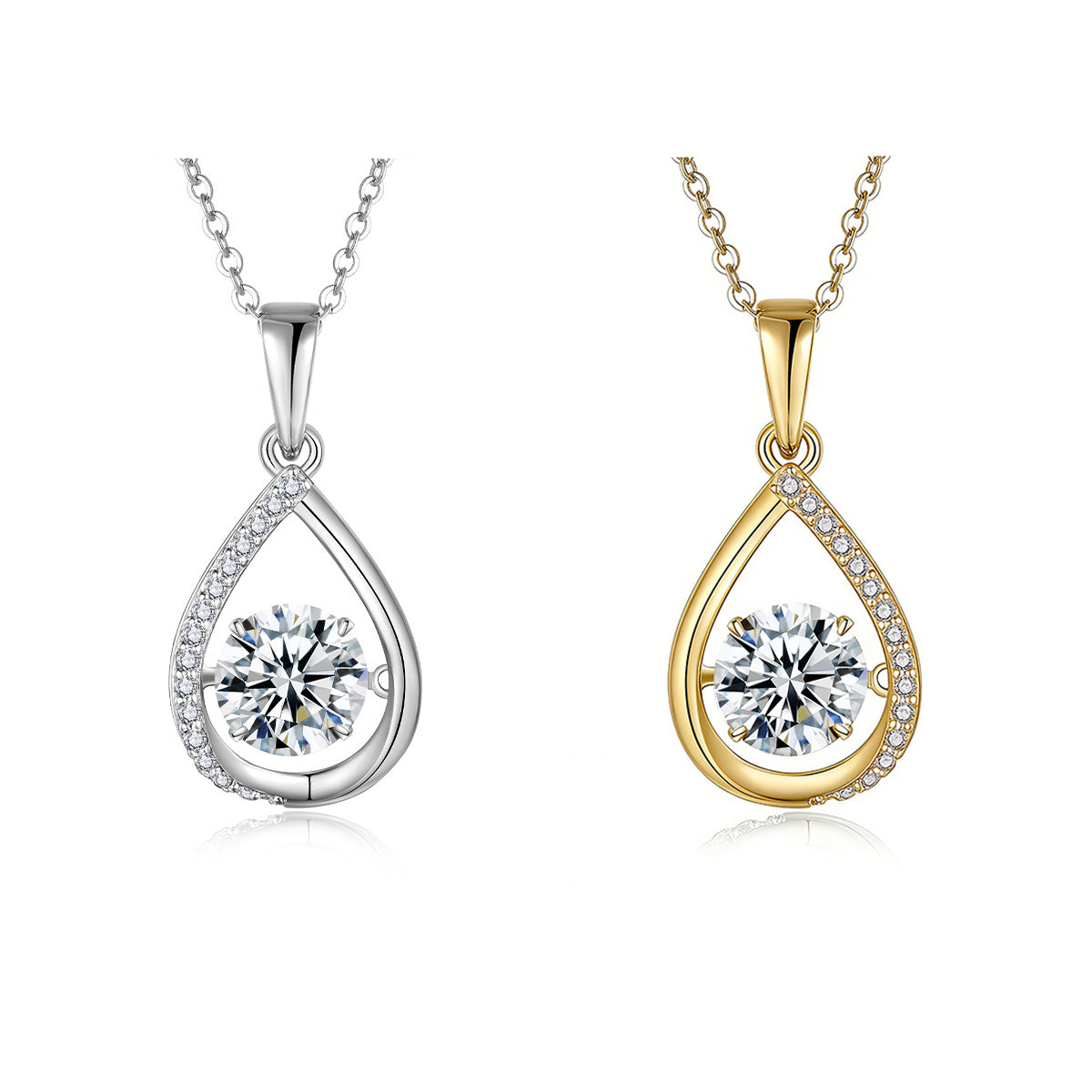S925 Sterling Silver 1ct D Color VVS1 Moissanite Teardrop Necklace 45cm Platinum Gold Plated GRA Certified Gift Box