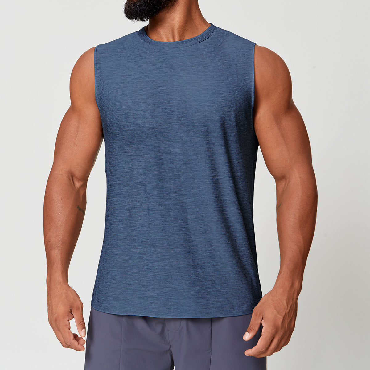 Mens Skin-friendly Quick-drying Two-tone Sports Vest For Fitness