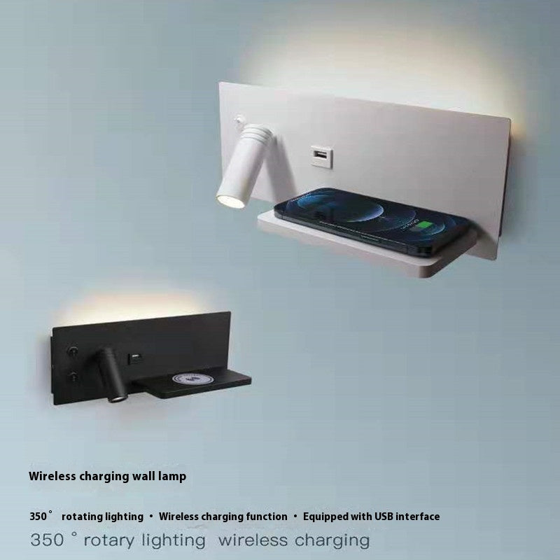 Bedside Wall Lamp Bedroom Modern Minimalist USB Mobile Phone Wireless Charging
