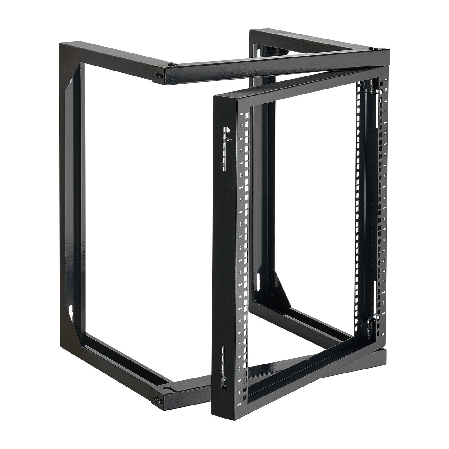 12U Wall Mount Server Rack, 150 Lbs Max Load Capacity, Open Frame Network Rack With 180 Degrees Gate Swing, Carbon Steel, For 19-Inch IT Network Equipment & AV Devices Computer Server, Black