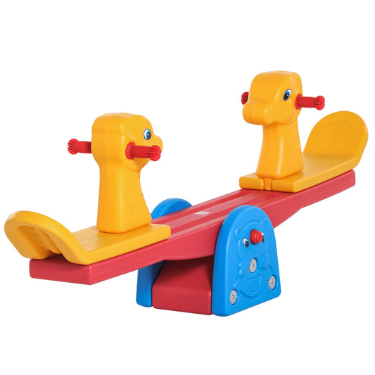 Kids Seesaw Safe Teeter Totter 2 Seats With Easy-Grip Handles, Safe, Indoor Outdoor Living Room Playroom Backyard Equipment, For 1-4 Years Old Multicolor