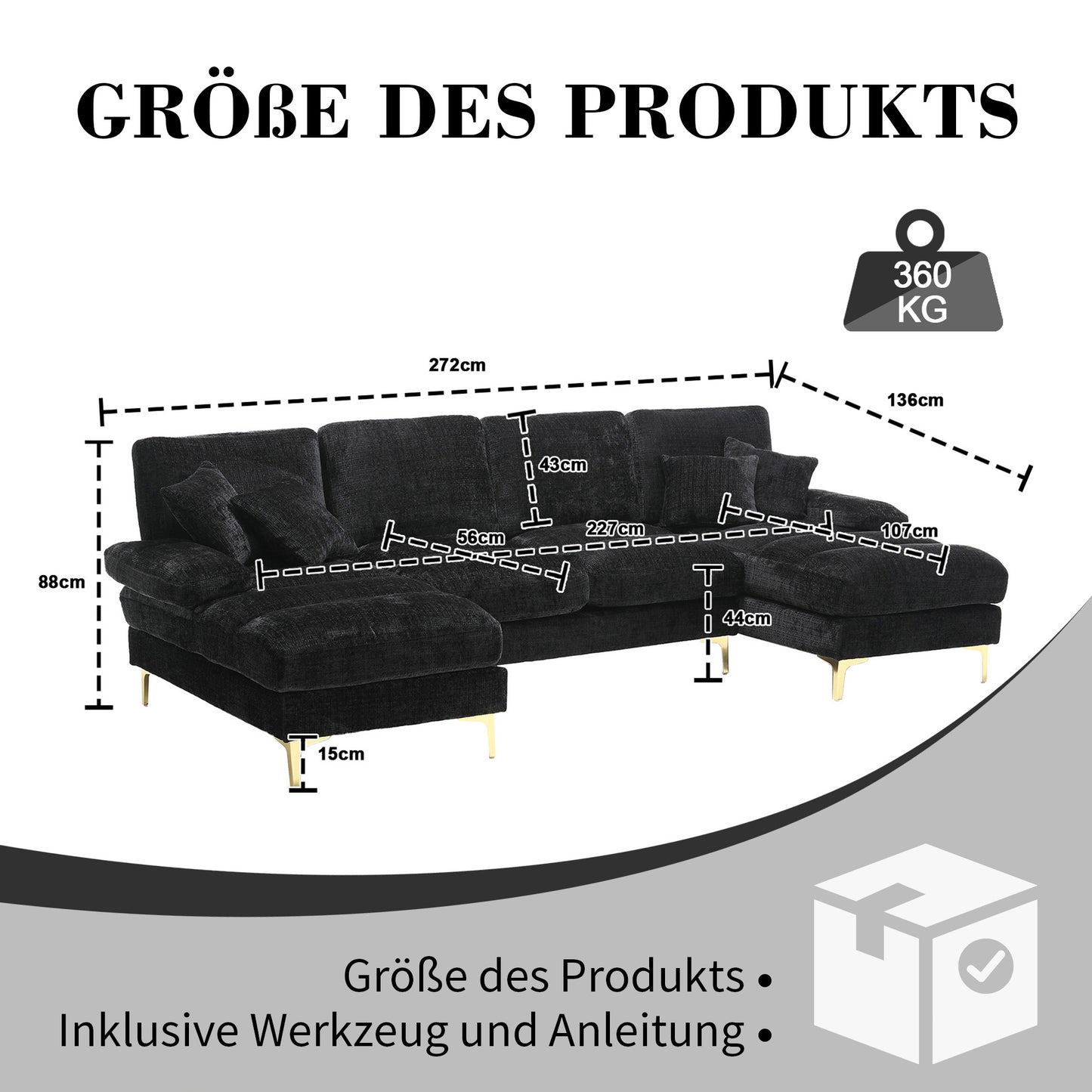 Old SKU W1880S00025 Modern Large Chenille U-Shape Sectional Sofa With Double Reclining Seats For Living Room Bedroom Office Apartment Villa Living Room Home By The Fireplace