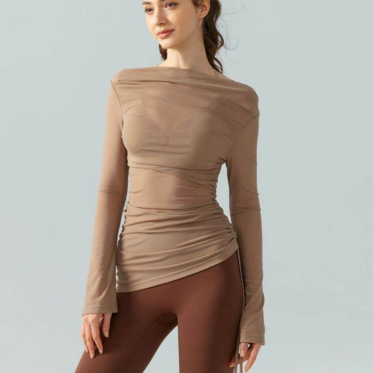 Irregular Yoga Blouse Women's Slim Fit Slimming Temperament Wild