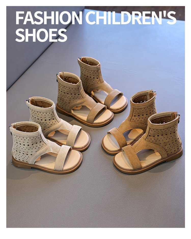 2026 Summer New Kids Shoes, Korean Style Hollow Out Sandals, Elegant Roman Fashion Sandals For Girls And Big Kids