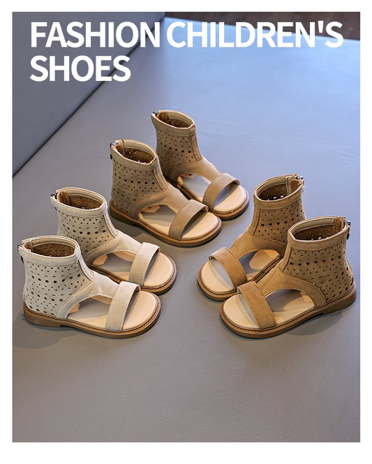 2026 Summer New Kids Shoes, Korean Style Hollow Out Sandals, Elegant Roman Fashion Sandals For Girls And Big Kids