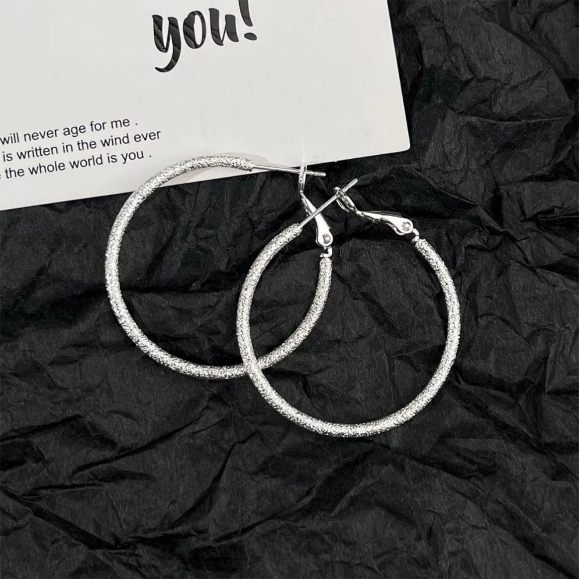 1 Pair 999 Sterling Silver Shimmer Hoop Earrings, Minimalist Style, Perfect For Daily Wear And Valentine's Gift