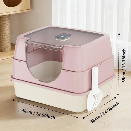 Galaxy Enclosed Pink Cat Litter Box, Sealed To Prevent Odors And Sanding, Stable And Durable, Suitable For Pet Families Worldwide