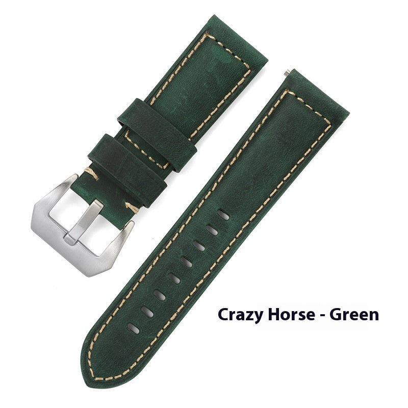 Best-selling In Stock Genuine Leather Strap Crazy Horse Frosted Oil Wax First Layer Cowhide Bamboo Pattern Sports Men Peina Watch Band