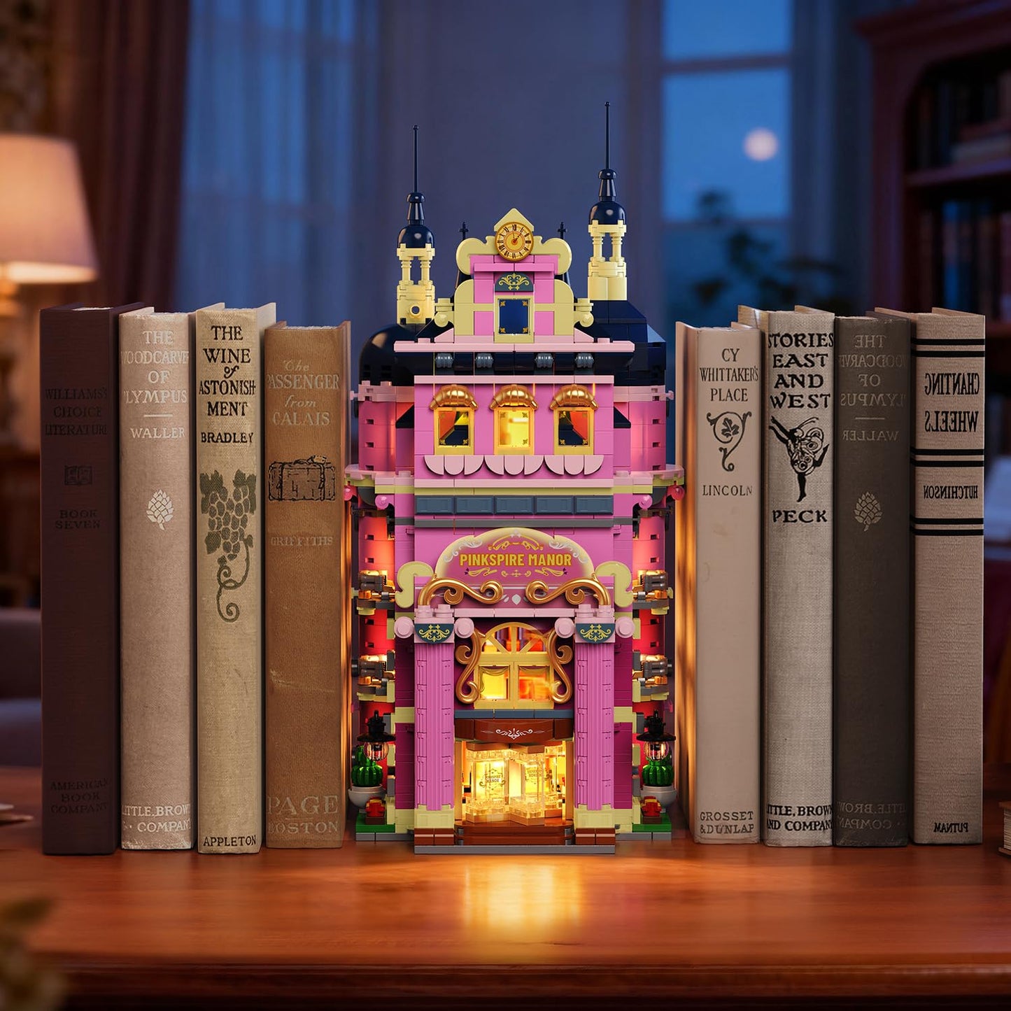 Estate House Building Set With Lights, 3 Style Pinkspire Construction Model With Car Fountain, 1815 PCS Villa Castle Building Block Kit Home Decor, Gift For Adults Boys Girls