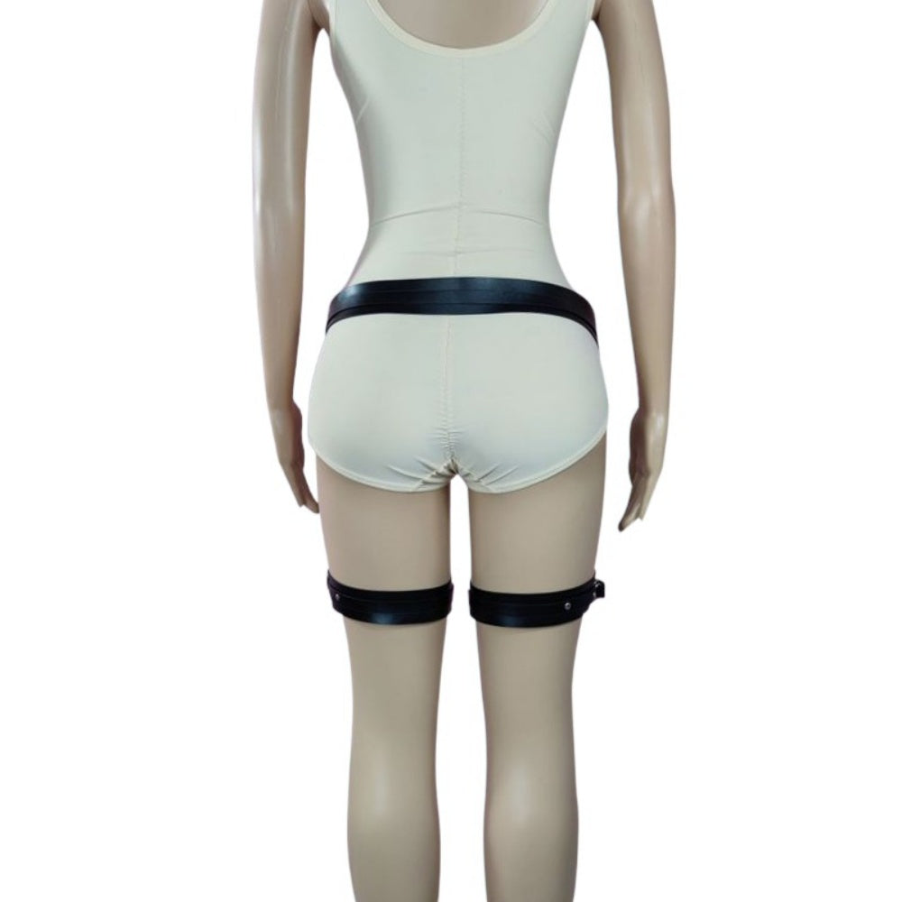 Asooll Punk Leather Thigh Body Harness Chain Leg Garter Belts Belly Chain Waist Rave Party Nightclub Body Accessories For Women