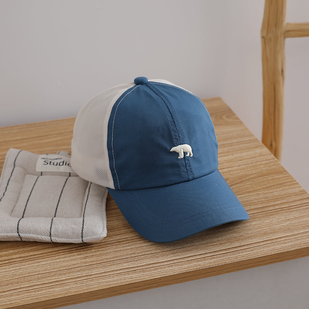 Children's Simple Style Beanie For Kids, Baby Boy Style, Small Face Pattern, Small Embroidered Bear Baseball Cap, Boy's Outdoor Sun Protection Straw Hat