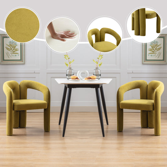 Contemporary Designed Velvet Fabric Upholstered Accent Dining Chair  Barrel Side Chairs Kitchen Armchair For Living Room Set Of 2  Olive Velvet