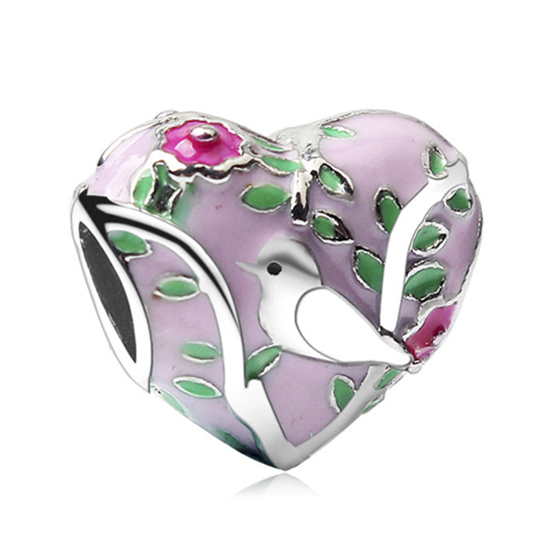 Animal-themed Colorful Heart-shaped Large-hole Beads For DIY Bracelet Accessories
