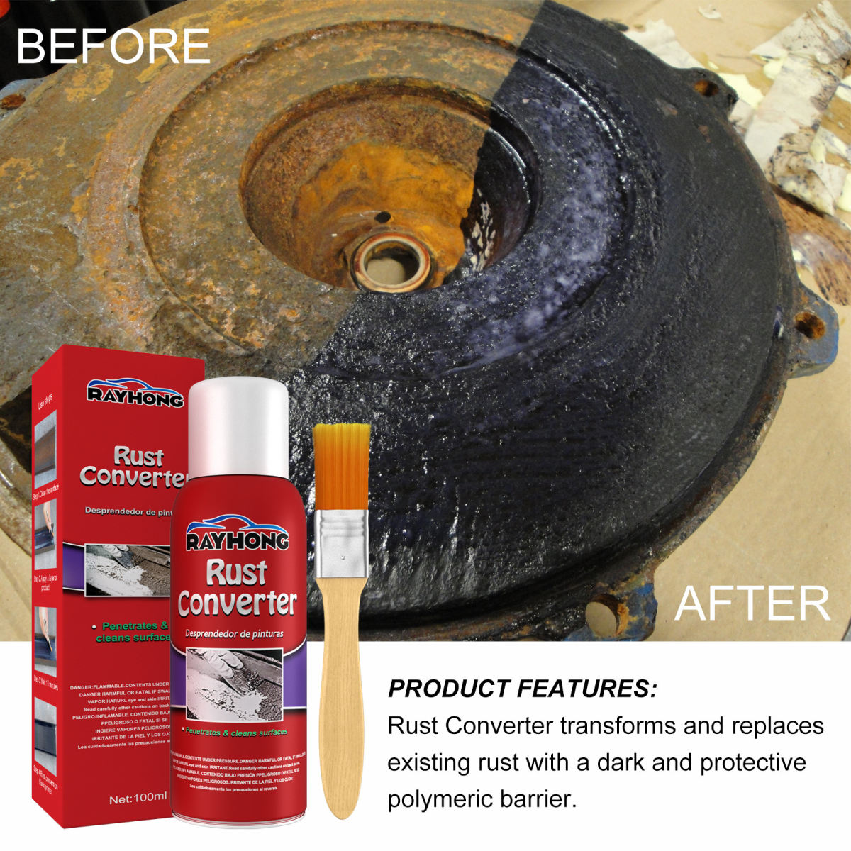 Rayhong Derusting Conversion Agent Automobile Chassis Anti-rust Protective Agent Rust-free Primer Rust-free Metal Accessories